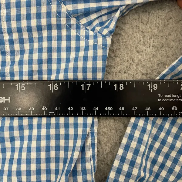 Aigle Depuis 1853 Shirt Women S Blue Gingham Plaid‎ Long Sleeve Button Down - Image 8