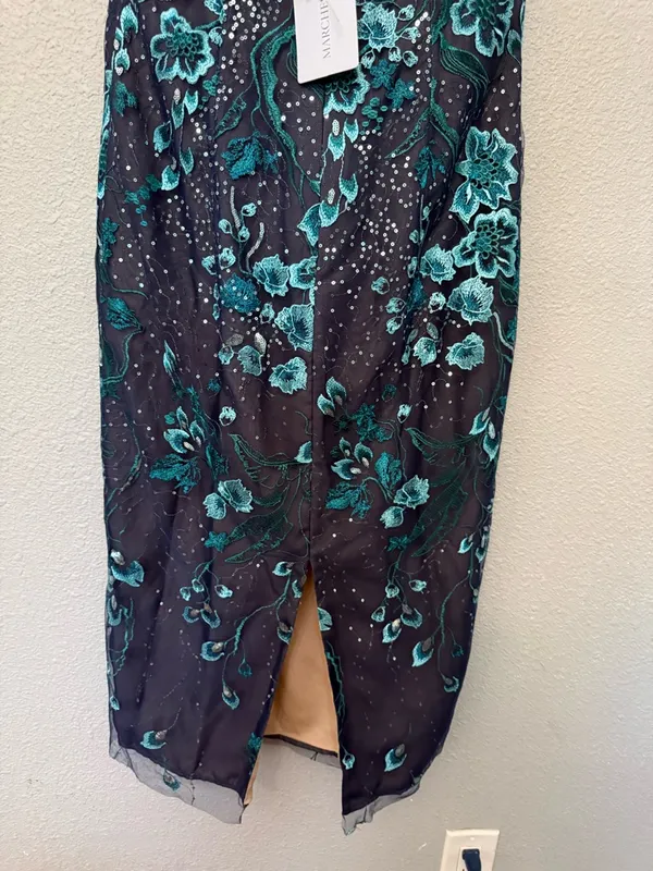 NWT Marchesa Notte Strapless Embroidered Sequin Tea Length DressSize 10 - Image 5