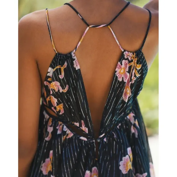 Anthropologie Cutout Maxi Dress Sheer Black Motif Size‎ XS Cover Up Boho - Image 6