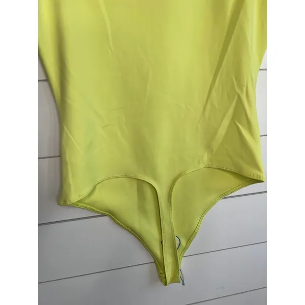 Good American Yellow V Neck Sleeveless Snap Closure GR4850 Bodysuit Large - Image 8