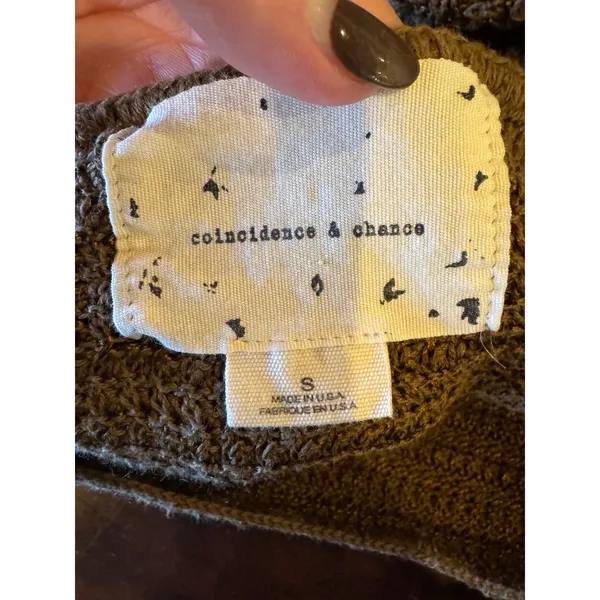 Coincidence & Chance Anthropologie Sweater Women Small Brown Knit Cotton Blend‎ - Image 7