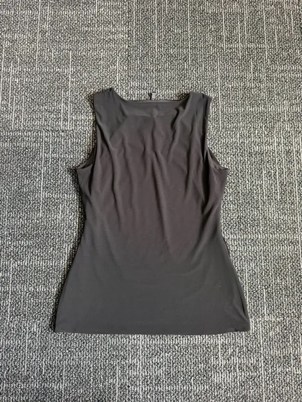 White House Black Market Sleeveless Pleated Blouse Black Medium - Image 6