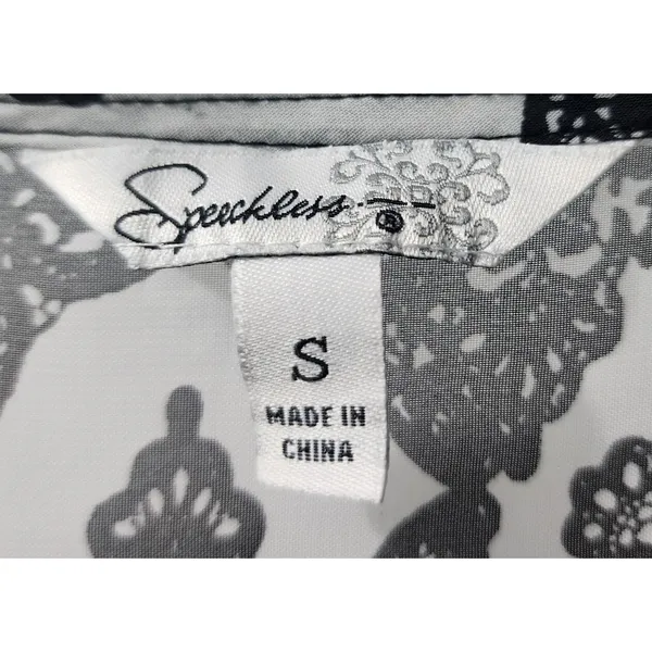 Speechless Dress Shift Bell Sleeve Party Cocktail Black White‎ Pattern S - Image 3
