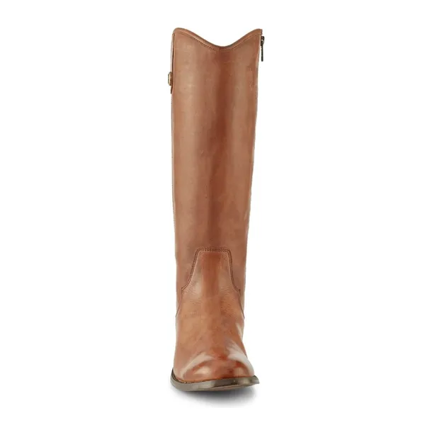 FRYE Leather Tall Boots in Cognac Brown, Western Inside Zip Size 5 NEW - Image 3