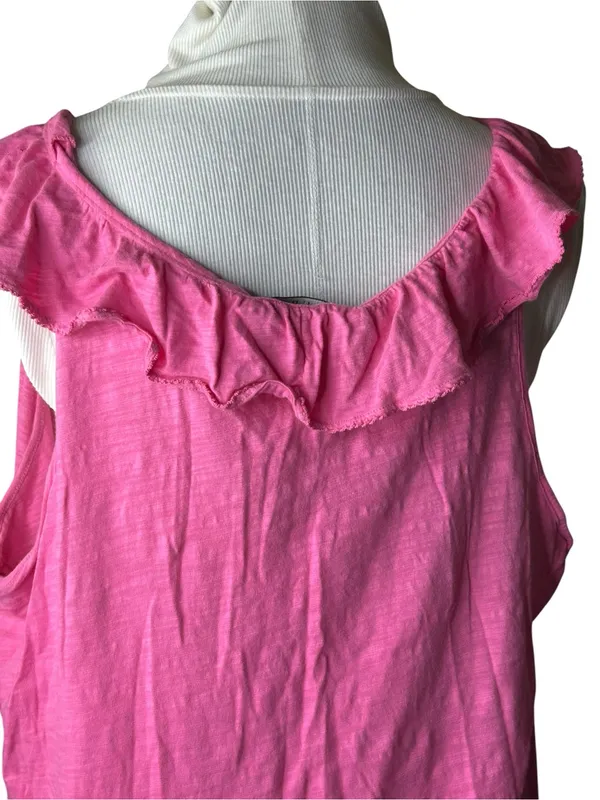 Ralph Lauren sleeveless dress ruffle pink midi size 2X 100% cotton - Image 2