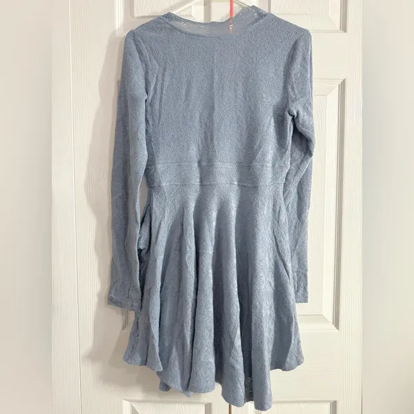 FREE PEOPLE WOMEN'S ALL YOURS LONG SLEEVE MINI DRESS - Light Blue - XS - NWT - Image 3