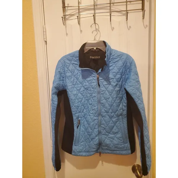 Marmot Jacket Womens L Teal/Black Quilted Full Zip Puffer Lightweight Outdoors - Image 2