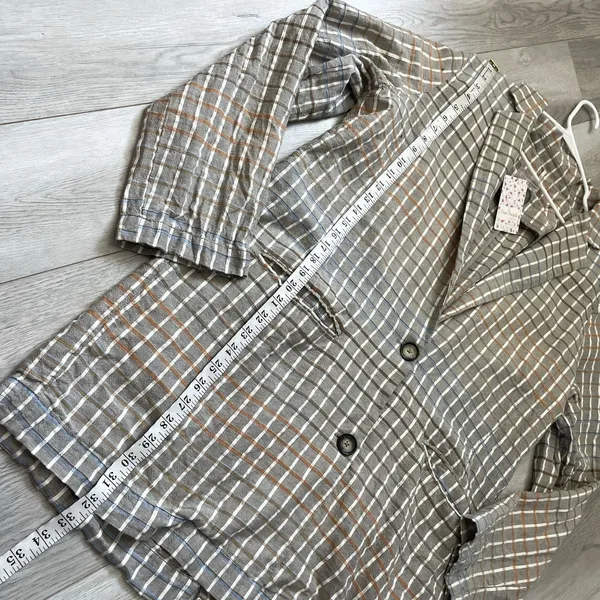 Free People Blazer Jacket NWT cotton plaid better together womens Brown (large) - Image 7
