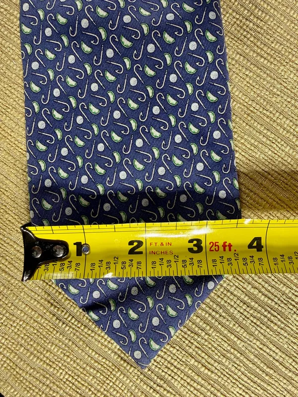 Vineyard Vines Men’s Silk Tie Golf Clubs Balls Navy Blue Green Martha’s Vineyard - Image 9