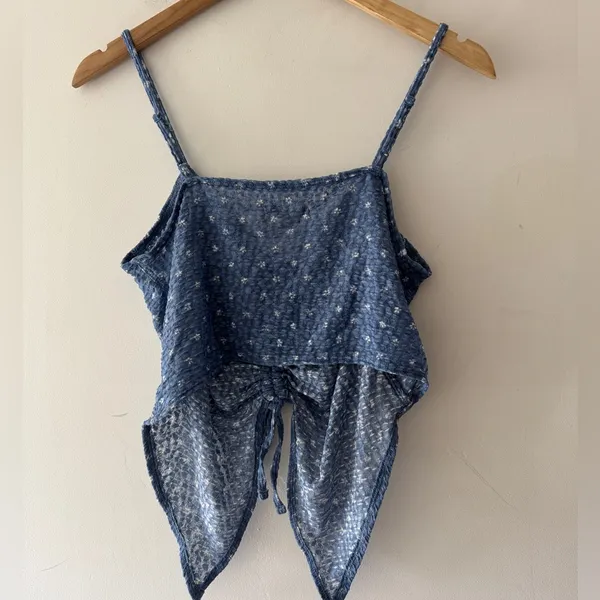 NEW!! American‎ Eagle Blue Floral AE Cinch-Front Cami - Image 8