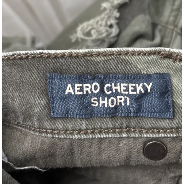 Aeropostale Aero Cheeky Short Size 00 Army Green Camouflage Short Mini Gorpcore Y2K Fray Hem - Image 7