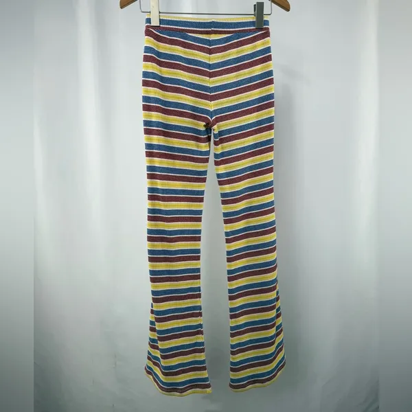 NWT Zara Rib Texture‎ Striped Pull On Flare Pants in Multi Size Medium - Image 6