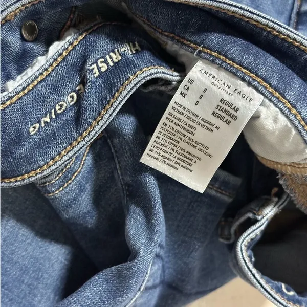 American Eagle Women Blue‎ Denim Hi-Rise Jegging Jeans Next Level Stretch size 0 - Image 7