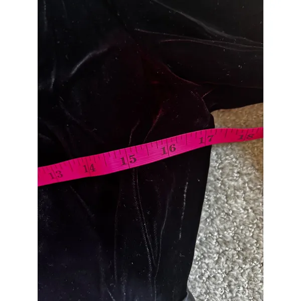Maggy Boutique Velvet Cocktail Dress 10 Black Silver Ruched Waist Vintage 80s‎ - Image 4