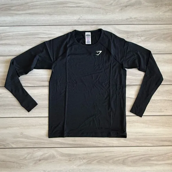 Gymshark Vital Seamless 2.0 Light Long Sleeve Top Black Small NWT - Image 5