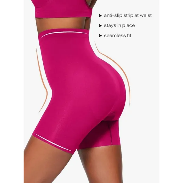 Womens High Waist Seamless Body Shaper Shorts Tummy Control Butt Lift Pink Large - Image 2