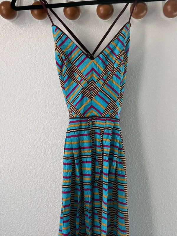 NWT Urban Outfitters UO Gia Open Back Flowy Boho Maxi Dress Medium Blue - Image 4