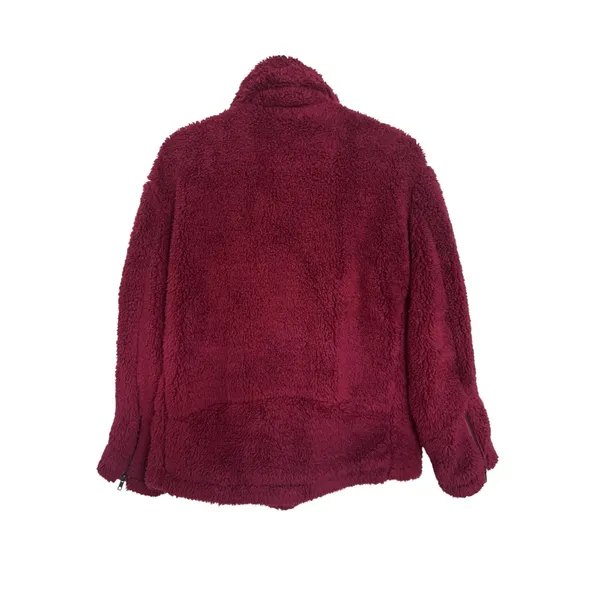 Free People We The Free So Cozy Slouch Moto Jacket Burgundy Oversized S - Image 3