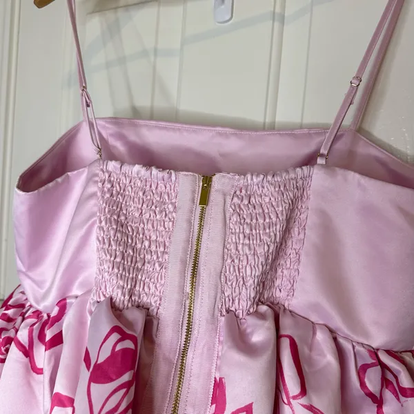 BNWT Maeve Baby Pink Hot Pink Rose Printed Babydoll Mini Dress - Image 6