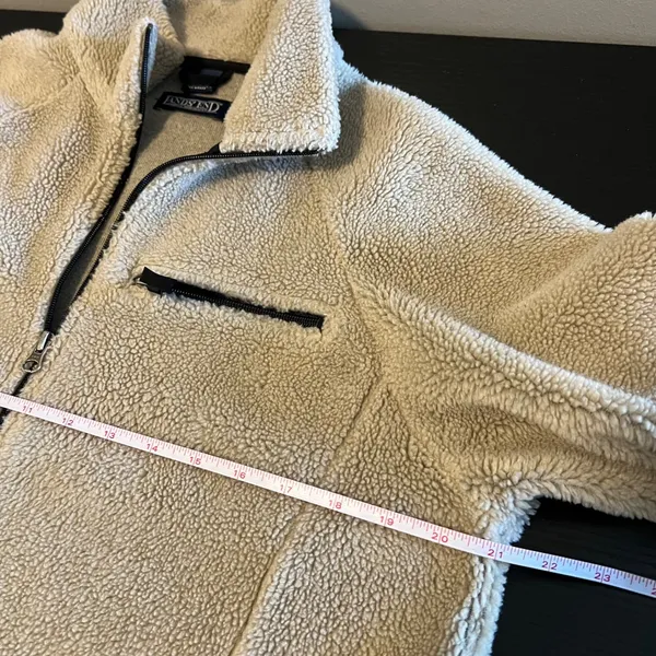 Lands End Vintage Sherpa Fleece Jacket Medium‎ Beige Full Zip - Image 10