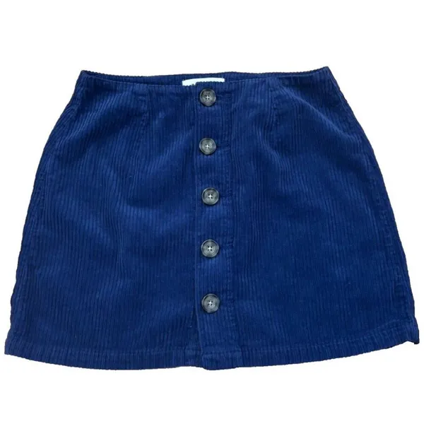 Pacsun Womens Blue Corduroy Button-Up Mini Skirt Size 25 - Image 2