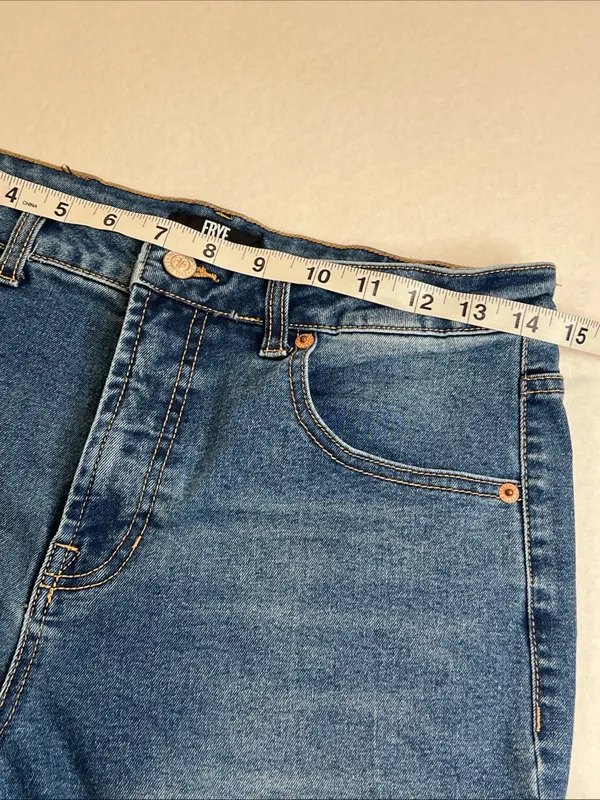 FRYE Women’s Blue Straight-Leg Denim Jeans size 4/27 slight distressed 5 pockets - Image 7