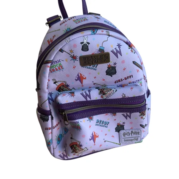 Loungefly Harry Potter Weasleys Wizard Wheezes Mini Backpack Purple Rare 11x10” - Image 6