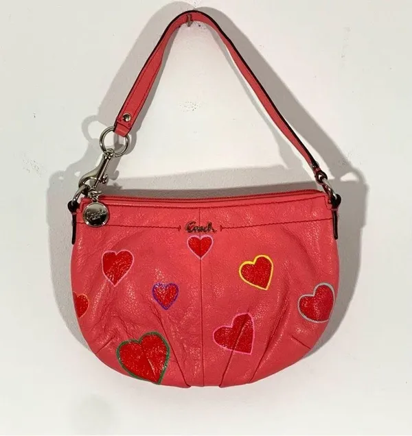 Coach Hand Painted Hearts Pink Shoulder Bag - Image 4