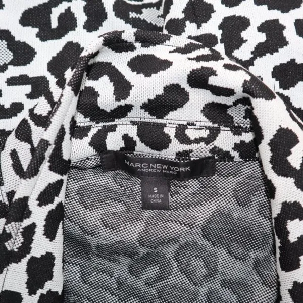 Andrew Marc‎ leopard print black and white longline open front cardigan size S - Image 4