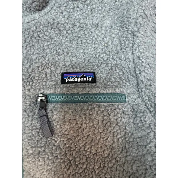 Patagonia Retro Pile Fleece Jacket Gray Green Trim Womens Small S Full Zip - Image 9