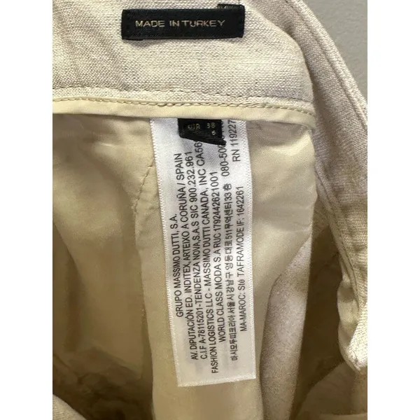 Massimo Dutti Cargo Pants Womens 6 Tan Linen Blend Wide Leg Trousers Utility - Image 5
