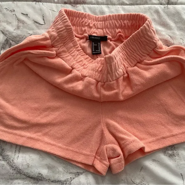 Forever 21 orange athletic cotton paperbag athleisure shorts, size XS loungewear - Image 7