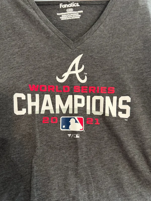 Fanatics Gray Atlanta Braves 2021 World Series Champions Tee - Image 2