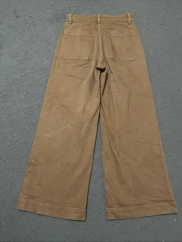 Everlane Women's high waisted Wide-Leg cropped Pants in Brown Tan - Image 5
