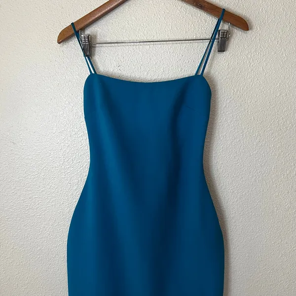 Cinq à Sept Blue Cairen Thigh slit bodycon midi dress WOMENS 0 - Image 3