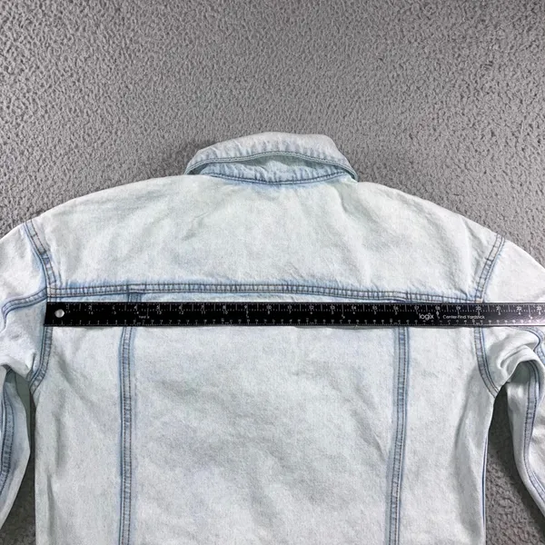 VTG Style Trucker Jean Jacket Womens 4 Light Wash Streetwear Oversized Pocket - Image 10