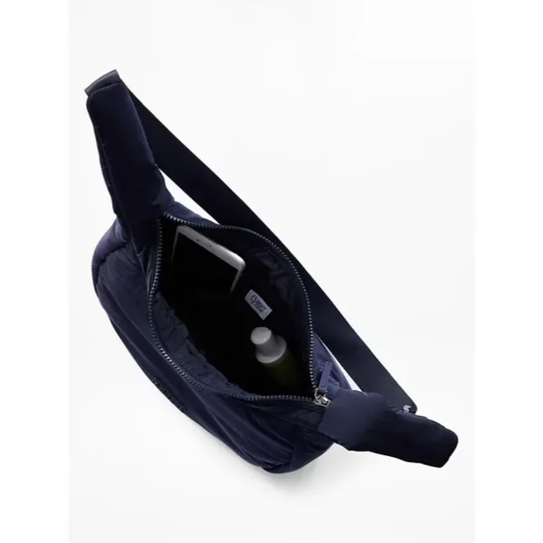 New Athleta All About Sheen Small Crossbody Hobo Bag Navy Blue - Image 3