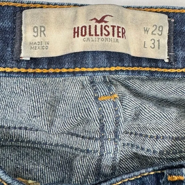 Hollister Y2K Distressed Bootcut Jeans Low Rise Dark‎ Wash W29 L31 - Image 7