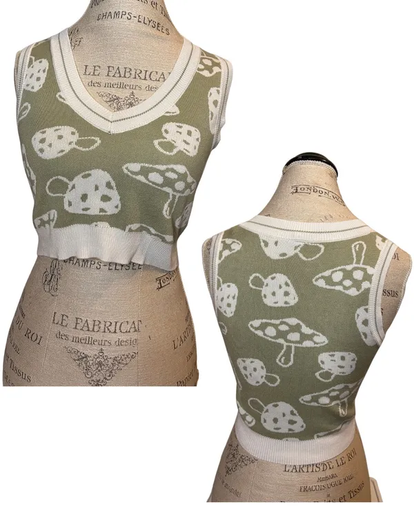 Amazon Mushroom Crop Top Sweater Vest - Image 2