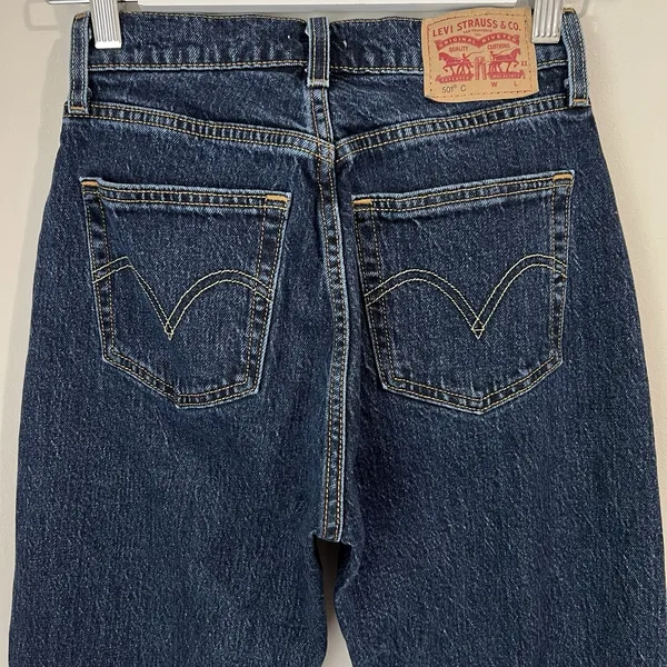 Levi's 501 Curve Jeans Women's 25 Mild Salsa 32 Dark Wash‎ Blue Denim Button Fly - Image 7