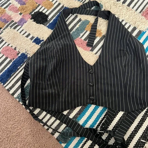 Pepper Mayo Hollywood Boulevard Vest Crop - Pinstripe M - Image 7
