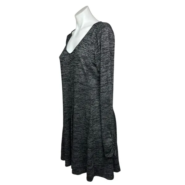 Hollister Dark Gray Jersey Long Sleeve Scoop Neck Fit & Flare Sweater Dress Sz L - Image 2