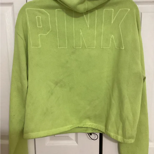 PINK Victoria's Secret Neon Green Hoodie - Image 5