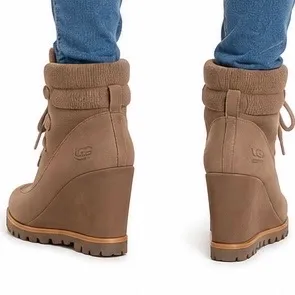 UGG Kriston Waterproof Wedge Ankle Boots Brown Suede Women’s Size 8 - Image 3