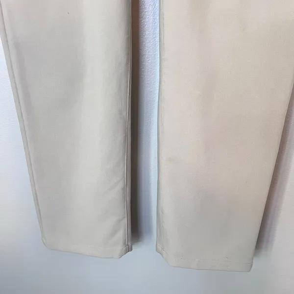 Abercrombie & Fitch Crossover Waist Tailored Relaxed Straight Trouser Pant Beige - Image 3
