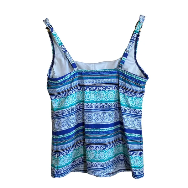 Lands' End Medallion Print Tankini Swim Top 8 Blue Women Adjustable Straps - Image 5
