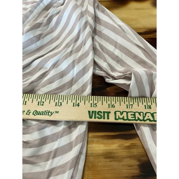 Anthropologie Maeve Wrap Surplice Blouse White Tan‎ Striped Women Size 0 Cottage - Image 5