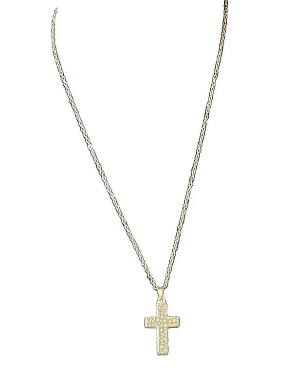 Silver Tone Box Chain Necklace Pavé CZ Cross Pendant Adjustable 17.72" - Image 6