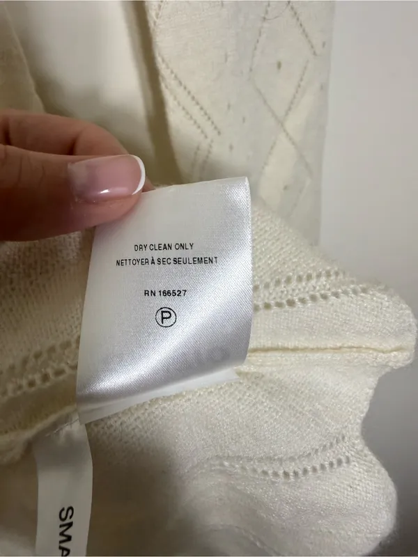 Danielle Guizio Cream Wool Pointelle Long Sleeve Mini Dress Small - Image 6