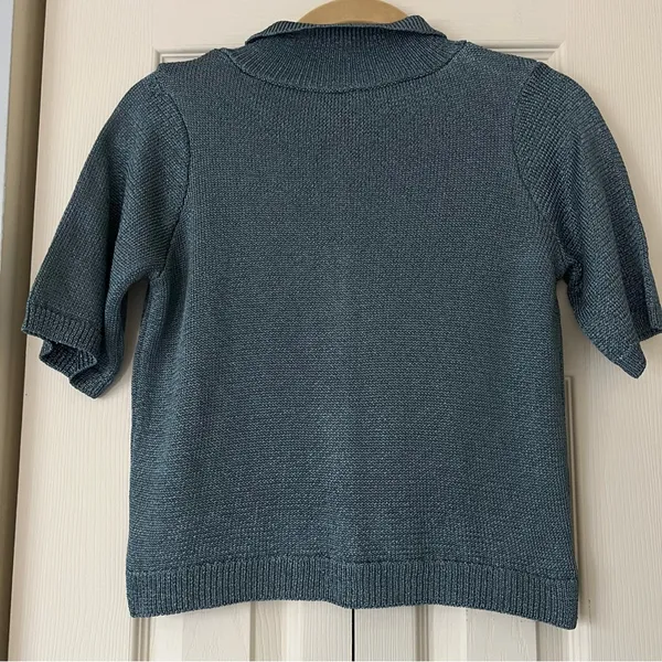 Zara women's Blue Knit Shirt size S - Image 3